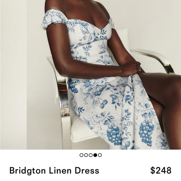 Reformation Bridgton Linen Dress in Corsica size 6 - Picture 2 of 9